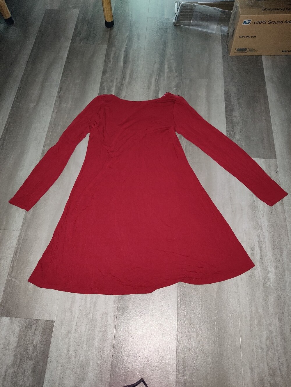 Old Navy Women's Small Red Cordovan Long Sleeve Swing A-Line Dress NWT